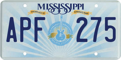 MS license plate APF275