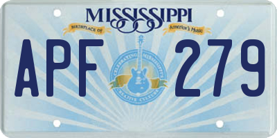 MS license plate APF279