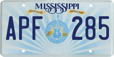 MS license plate APF285
