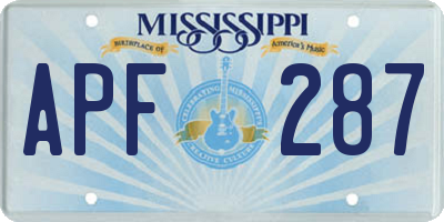 MS license plate APF287