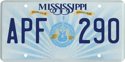 MS license plate APF290