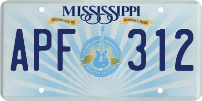 MS license plate APF312