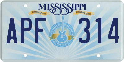 MS license plate APF314