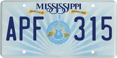 MS license plate APF315