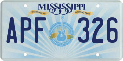 MS license plate APF326