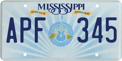 MS license plate APF345