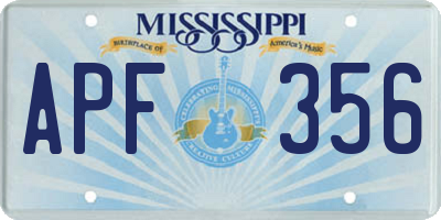 MS license plate APF356