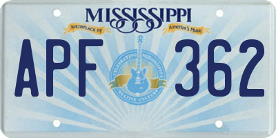 MS license plate APF362