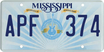 MS license plate APF374