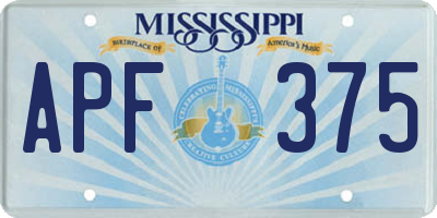 MS license plate APF375