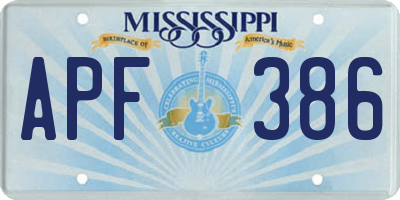 MS license plate APF386