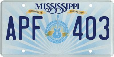 MS license plate APF403