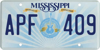MS license plate APF409