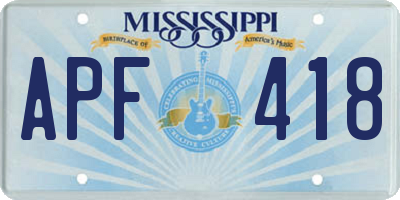MS license plate APF418