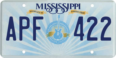 MS license plate APF422