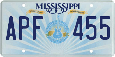 MS license plate APF455