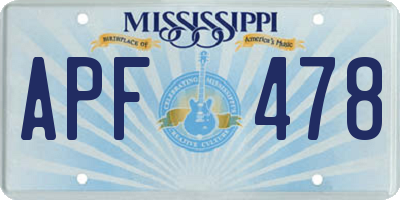 MS license plate APF478