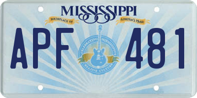 MS license plate APF481