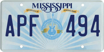 MS license plate APF494