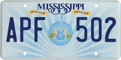 MS license plate APF502