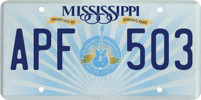 MS license plate APF503