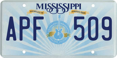 MS license plate APF509