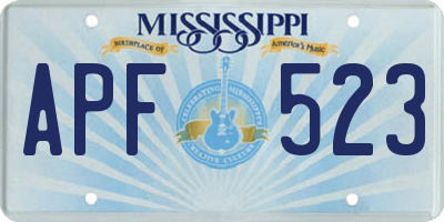 MS license plate APF523