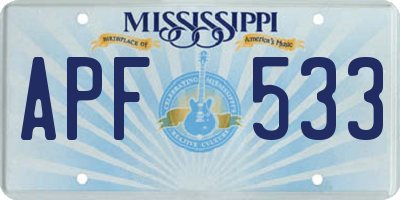 MS license plate APF533