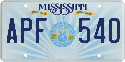 MS license plate APF540