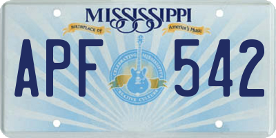 MS license plate APF542
