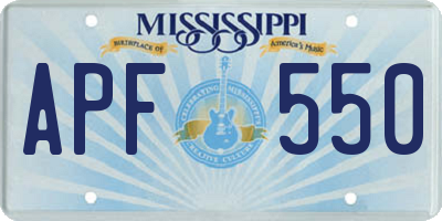 MS license plate APF550