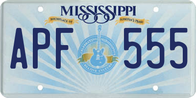 MS license plate APF555