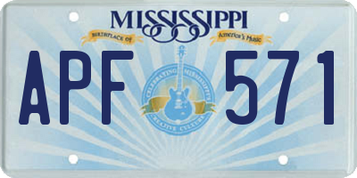 MS license plate APF571
