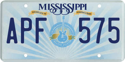 MS license plate APF575