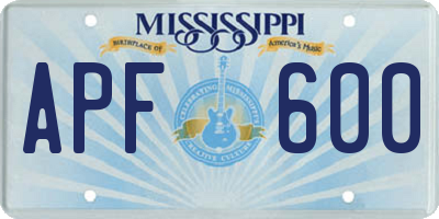 MS license plate APF600