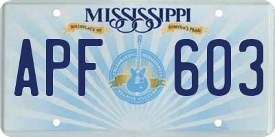 MS license plate APF603