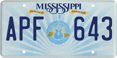 MS license plate APF643