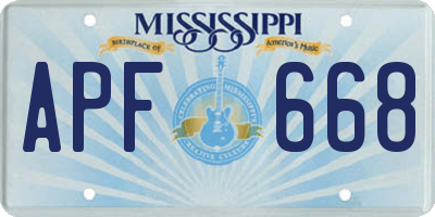 MS license plate APF668