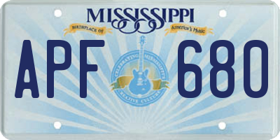 MS license plate APF680
