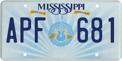 MS license plate APF681