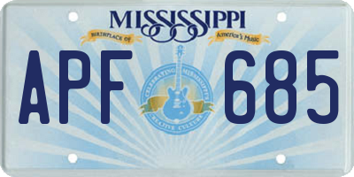 MS license plate APF685