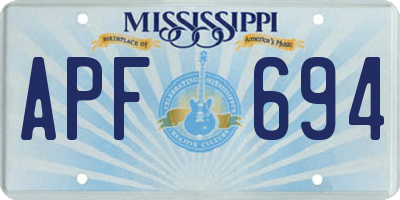 MS license plate APF694