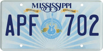 MS license plate APF702
