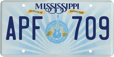 MS license plate APF709