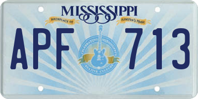 MS license plate APF713