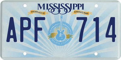 MS license plate APF714