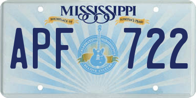 MS license plate APF722