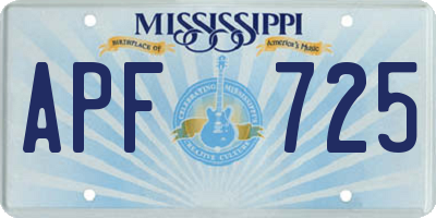 MS license plate APF725
