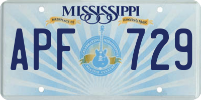 MS license plate APF729