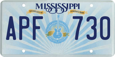 MS license plate APF730